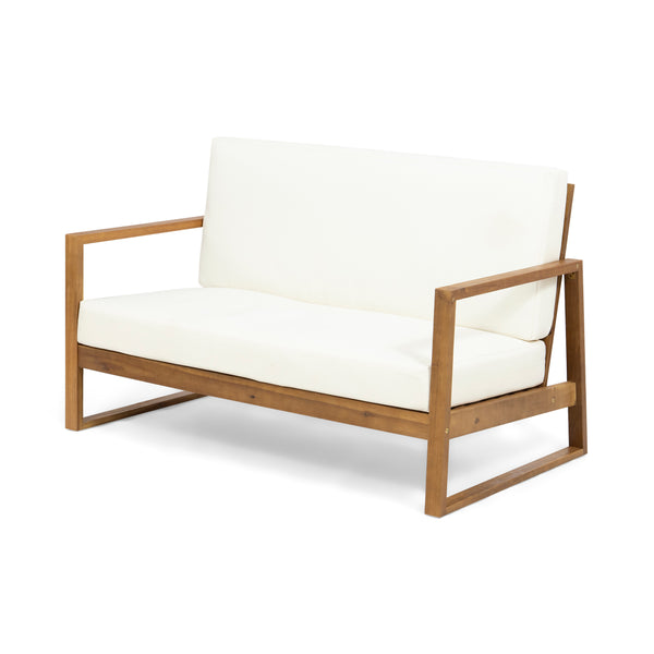 English Elm Christopher Knight Home® - BELGIAN Acacia Wood Loveseat and Coffee Table Set with Slatted Design and Water‑Resistant Cushions Teak 54 L x 31 W x 20.75 H 66742.00BGE