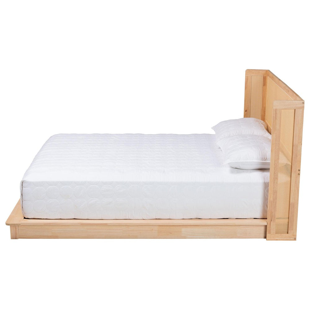 Baxton Studio Baxton Studio Glennis Japandi Queen Platform Bed - Natural Wood & Woven Rattan, Minimalist Design SW8611-Natural/Rattan-Queen