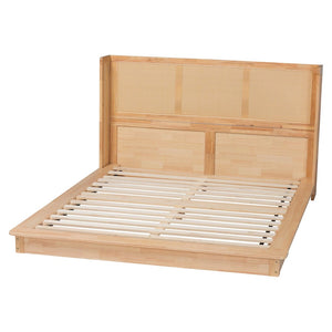Baxton Studio Baxton Studio Glennis Japandi Queen Platform Bed - Natural Wood & Woven Rattan, Minimalist Design SW8611-Natural/Rattan-Queen