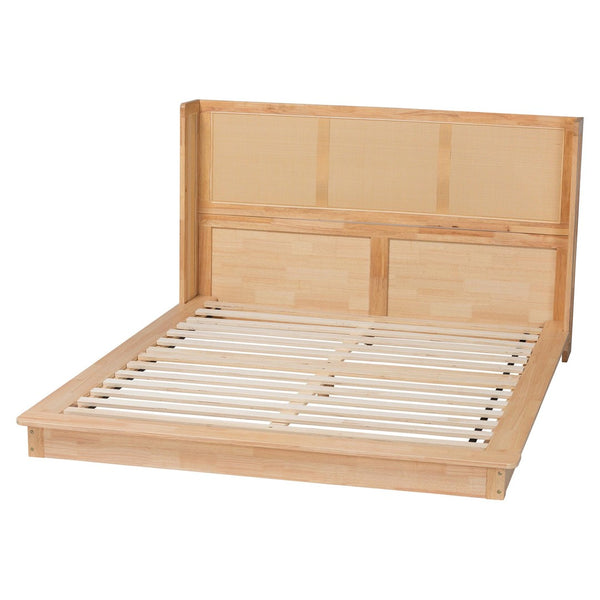 Baxton Studio Baxton Studio Glennis Japandi Queen Platform Bed - Natural Wood & Woven Rattan, Minimalist Design SW8611-Natural/Rattan-Queen