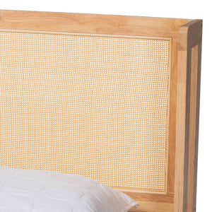 Baxton Studio Baxton Studio Glennis Japandi Queen Platform Bed - Natural Wood & Woven Rattan, Minimalist Design SW8611-Natural/Rattan-Queen