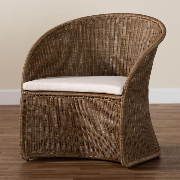 Baxton Studio bali Kintamani Bohemian Rattan Accent Chair - Handcrafted Comfort with Unique Design Elements Kintamani-Grey/Rattan-CC