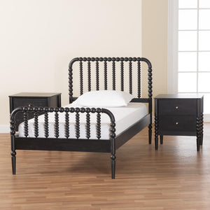 Baxton Studio Baxton Studio Lucera Mid-Century Twin Bedroom Set with Stylish Nightstands and Platform Bed Design Black 3-Piece MG0110-4-Black-Twin 3PC Bedroom Set