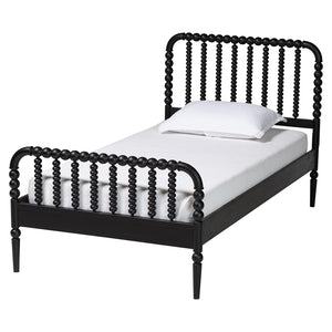 Baxton Studio Baxton Studio Lucera Mid-Century 4-Piece Bedroom Set with Elegant Bobbin Design & Storage Solutions Black Full 4-Piece MG0110-4-Black-Full 4PC Bedroom Set