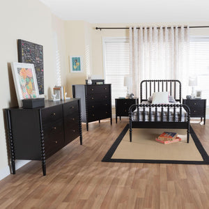Baxton Studio Baxton Studio Lucera Mid-Century Twin Bedroom Set with Stylish Nightstands and Platform Bed Design Black 5-Piece MG0110-4-Black-Twin 5PC Bedroom Set