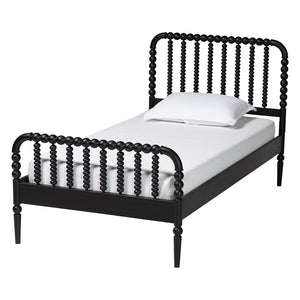 Baxton Studio Baxton Studio Lucera Mid-Century Twin Bedroom Set with Stylish Nightstands and Platform Bed Design Black 5-Piece MG0110-4-Black-Twin 5PC Bedroom Set