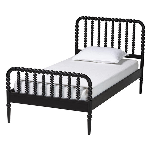 Baxton Studio Baxton Studio Lucera Mid-Century Twin Bedroom Set with Stylish Nightstands and Platform Bed Design Black 5-Piece MG0110-4-Black-Twin 5PC Bedroom Set