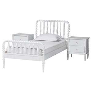 Baxton Studio Baxton Studio Lucera Mid-Century Twin Bedroom Set with Stylish Nightstands and Platform Bed Design White 3-Piece MG0110-4-White-Twin 3PC Bedroom Set
