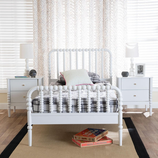 Baxton Studio Baxton Studio Lucera Mid-Century Twin Bedroom Set with Stylish Nightstands and Platform Bed Design White 3-Piece MG0110-4-White-Twin 3PC Bedroom Set
