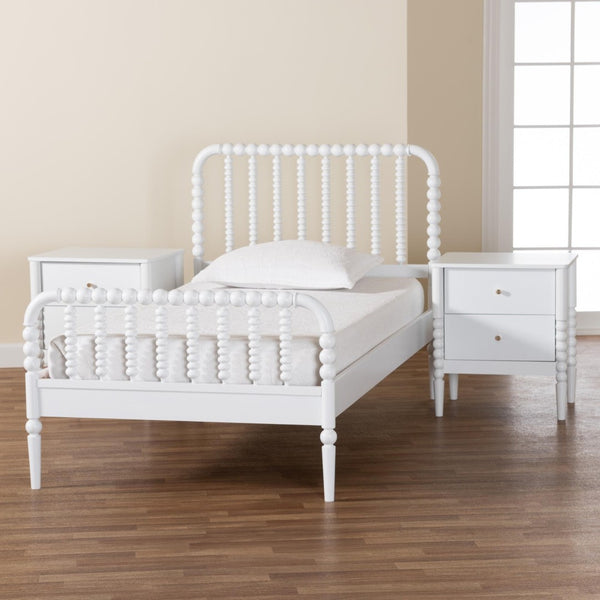 Baxton Studio Baxton Studio Lucera Mid-Century Twin Bedroom Set with Stylish Nightstands and Platform Bed Design White 3-Piece MG0110-4-White-Twin 3PC Bedroom Set