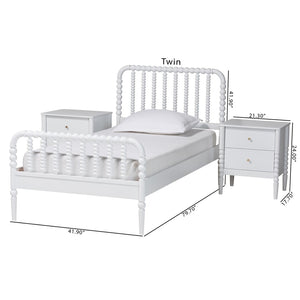 Baxton Studio Baxton Studio Lucera Mid-Century Twin Bedroom Set with Stylish Nightstands and Platform Bed Design White 3-Piece MG0110-4-White-Twin 3PC Bedroom Set