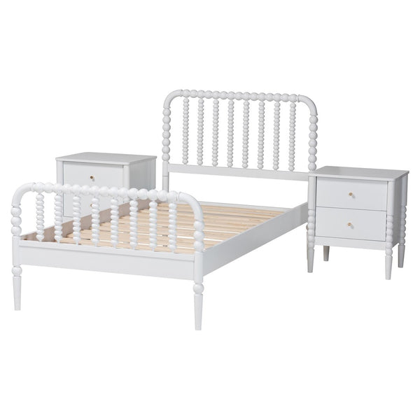 Baxton Studio Baxton Studio Lucera Mid-Century Twin Bedroom Set with Stylish Nightstands and Platform Bed Design White 3-Piece MG0110-4-White-Twin 3PC Bedroom Set