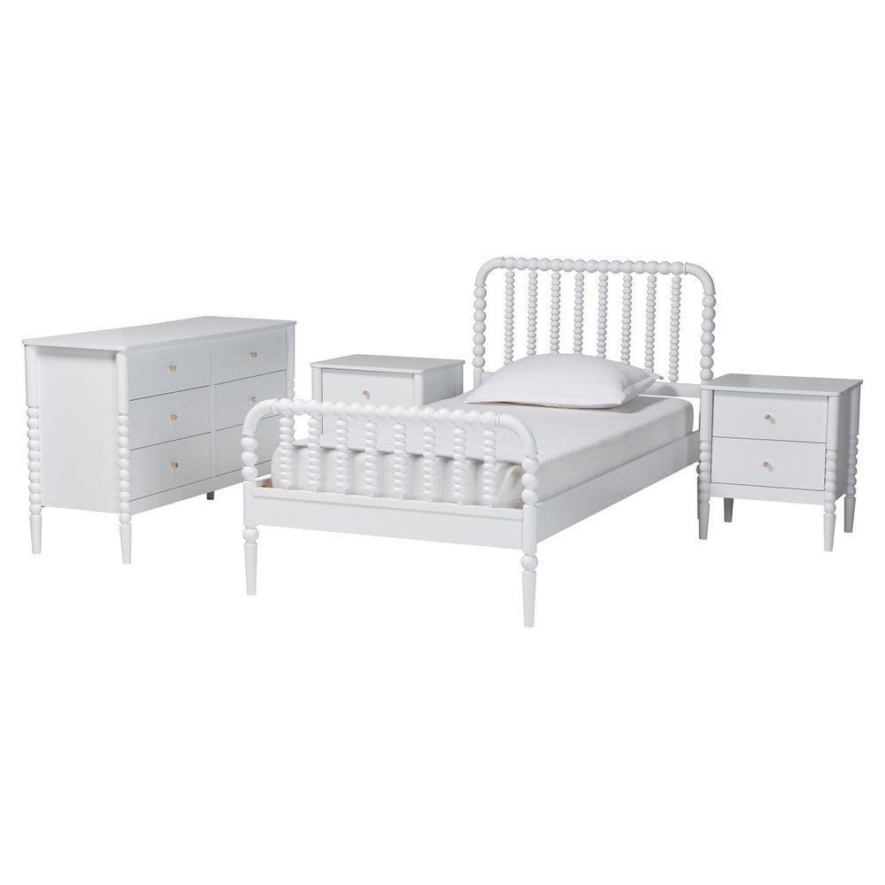 Baxton Studio Baxton Studio Lucera Mid-Century 4-Piece Bedroom Set with Vintage Charm for Timeless Style Twin 4-Piece MG0110-4-White-Twin 4PC Bedroom Set