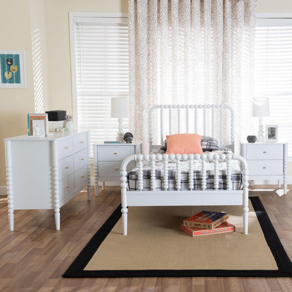 Baxton Studio Baxton Studio Lucera Mid-Century 4-Piece Bedroom Set with Vintage Charm for Timeless Style Twin 4-Piece MG0110-4-White-Twin 4PC Bedroom Set