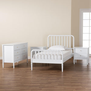 Baxton Studio Baxton Studio Lucera Mid-Century 4-Piece Bedroom Set with Vintage Charm for Timeless Style Twin 4-Piece MG0110-4-White-Twin 4PC Bedroom Set