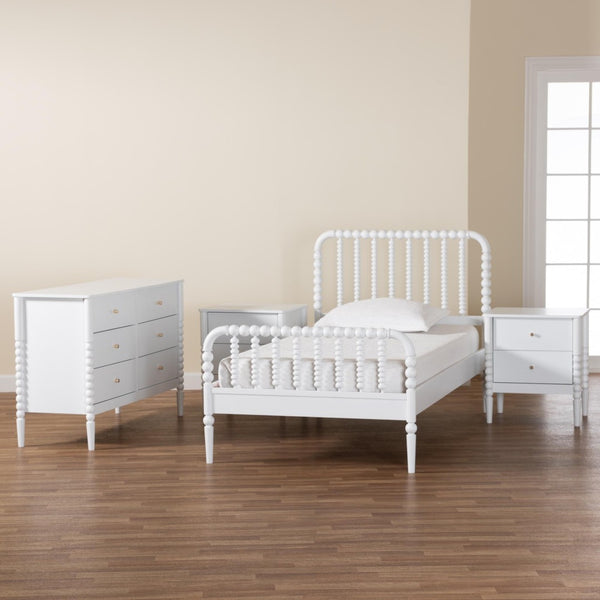 Baxton Studio Baxton Studio Lucera Mid-Century 4-Piece Bedroom Set with Vintage Charm for Timeless Style Twin 4-Piece MG0110-4-White-Twin 4PC Bedroom Set
