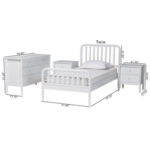 Baxton Studio Baxton Studio Lucera Mid-Century 4-Piece Bedroom Set with Vintage Charm for Timeless Style Twin 4-Piece MG0110-4-White-Twin 4PC Bedroom Set