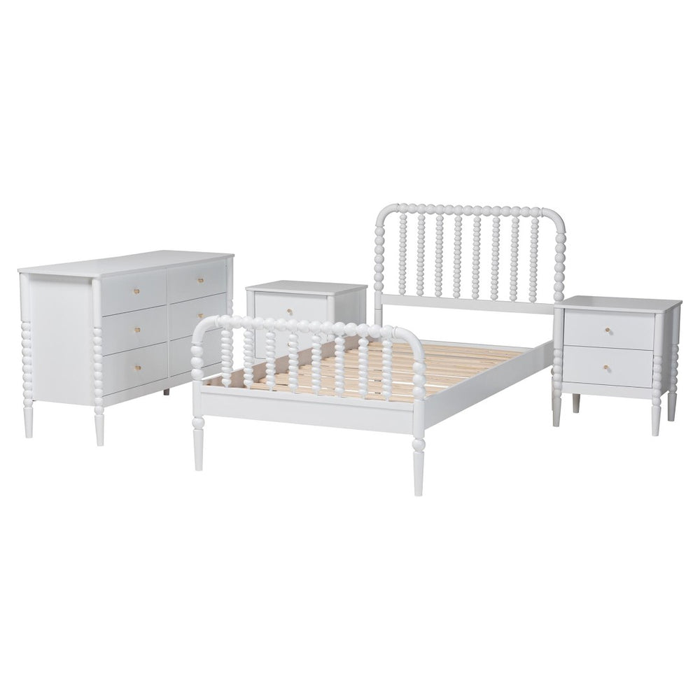 Baxton Studio Baxton Studio Lucera Mid-Century 4-Piece Bedroom Set with Vintage Charm for Timeless Style Twin 4-Piece MG0110-4-White-Twin 4PC Bedroom Set