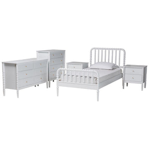 Baxton Studio Baxton Studio Lucera Mid-Century 4-Piece Bedroom Set with Vintage Charm for Timeless Style Twin 5-Piece MG0110-4-White-Twin 5PC Bedroom Set