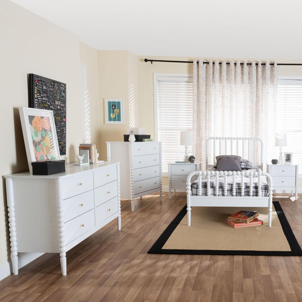 Baxton Studio Baxton Studio Lucera Mid-Century 4-Piece Bedroom Set with Vintage Charm for Timeless Style Twin 5-Piece MG0110-4-White-Twin 5PC Bedroom Set