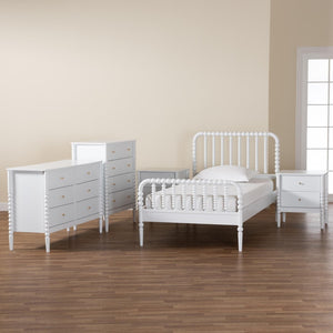 Baxton Studio Baxton Studio Lucera Mid-Century 4-Piece Bedroom Set with Vintage Charm for Timeless Style Twin 5-Piece MG0110-4-White-Twin 5PC Bedroom Set