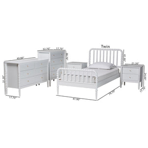 Baxton Studio Baxton Studio Lucera Mid-Century 4-Piece Bedroom Set with Vintage Charm for Timeless Style Twin 5-Piece MG0110-4-White-Twin 5PC Bedroom Set
