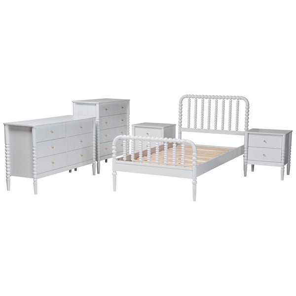 Baxton Studio Baxton Studio Lucera Mid-Century 4-Piece Bedroom Set with Vintage Charm for Timeless Style Twin 5-Piece MG0110-4-White-Twin 5PC Bedroom Set