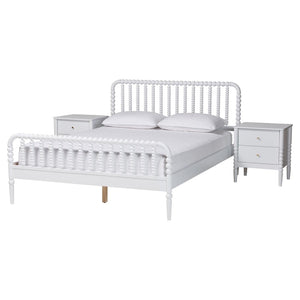 Baxton Studio Baxton Studio Lucera Mid-Century 4-Piece Bedroom Set with Vintage Charm for Timeless Style Full 3-Piece MG0110-4-White-Full 3PC Bedroom Set