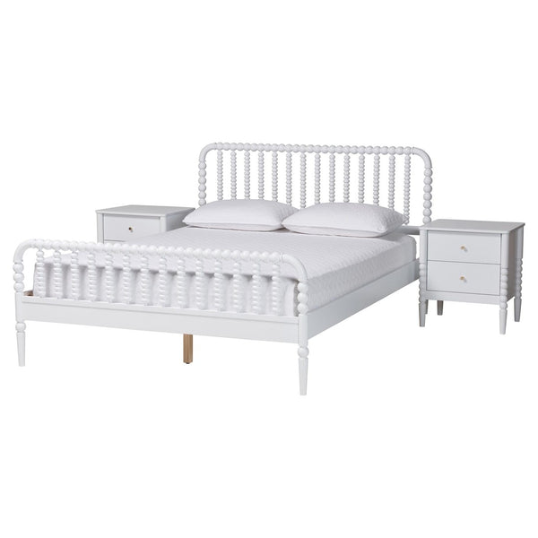Baxton Studio Baxton Studio Lucera Mid-Century 4-Piece Bedroom Set with Vintage Charm for Timeless Style Full 3-Piece MG0110-4-White-Full 3PC Bedroom Set