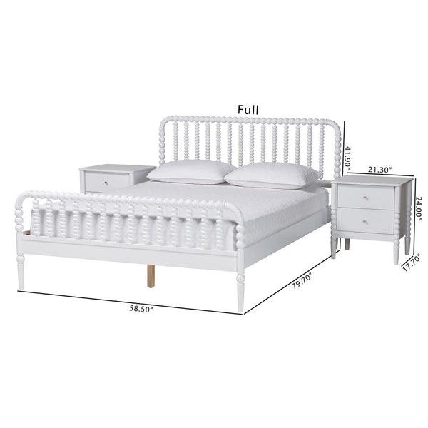 Baxton Studio Baxton Studio Lucera Mid-Century 4-Piece Bedroom Set with Vintage Charm for Timeless Style Full 3-Piece MG0110-4-White-Full 3PC Bedroom Set