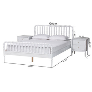 Baxton Studio Baxton Studio Lucera Mid-Century 4-Piece Bedroom Set with Vintage Charm for Timeless Style Full 3-Piece MG0110-4-White-Full 3PC Bedroom Set