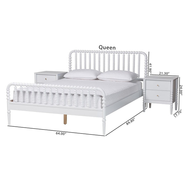 Baxton Studio Baxton Studio Lucera Mid-Century 4-Piece Bedroom Set with Vintage Charm for Timeless Style Full 3-Piece MG0110-4-White-Full 3PC Bedroom Set