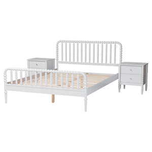 Baxton Studio Baxton Studio Lucera Mid-Century 4-Piece Bedroom Set with Vintage Charm for Timeless Style Full 3-Piece MG0110-4-White-Full 3PC Bedroom Set