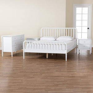 Baxton Studio Baxton Studio Lucera Mid-Century 4-Piece Bedroom Set with Elegant Bobbin Design & Storage Solutions White Full 4-Piece MG0110-4-White-Full 4PC Bedroom Set