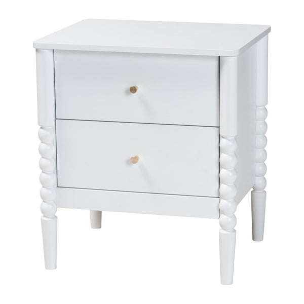 Baxton Studio Baxton Studio Lucera Mid-Century 4-Piece Bedroom Set with Elegant Bobbin Design & Storage Solutions White Full 4-Piece MG0110-4-White-Full 4PC Bedroom Set