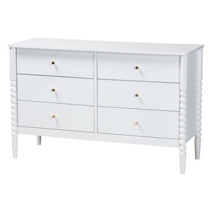 Baxton Studio Baxton Studio Lucera Mid-Century 4-Piece Bedroom Set with Elegant Bobbin Design & Storage Solutions White Full 4-Piece MG0110-4-White-Full 4PC Bedroom Set