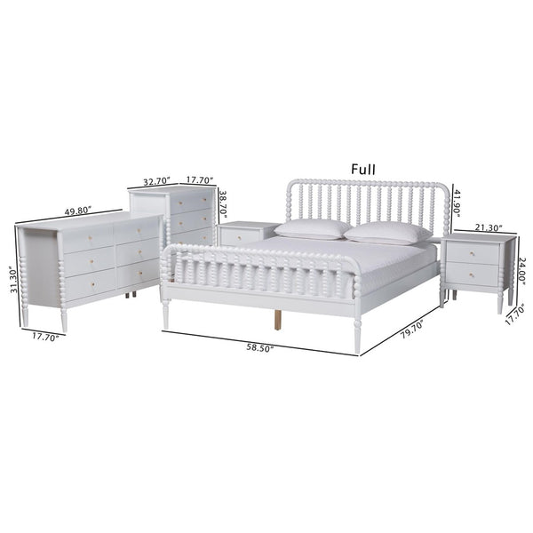 Baxton Studio Baxton Studio Lucera 5-Piece Mid-Century Queen Bedroom Set with Bobbin Design & Smart Storage Solutions MG0110-4-White-Queen 5PC Bedroom Set