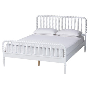 Baxton Studio Baxton Studio Lucera 5-Piece Mid-Century Queen Bedroom Set with Bobbin Design & Smart Storage Solutions MG0110-4-White-Queen 5PC Bedroom Set