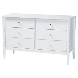 Baxton Studio Baxton Studio Lucera 5-Piece Mid-Century Queen Bedroom Set with Bobbin Design & Smart Storage Solutions MG0110-4-White-Queen 5PC Bedroom Set