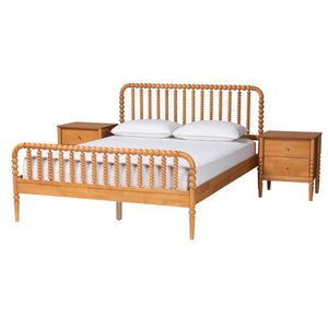 Baxton Studio Baxton Studio Lucera Mid-Century Oak Brown Queen Bedroom Set with Nightstands for Elegant Style 3-Piece MG0110-4-NT Oak-Queen 3PC Bedroom Set