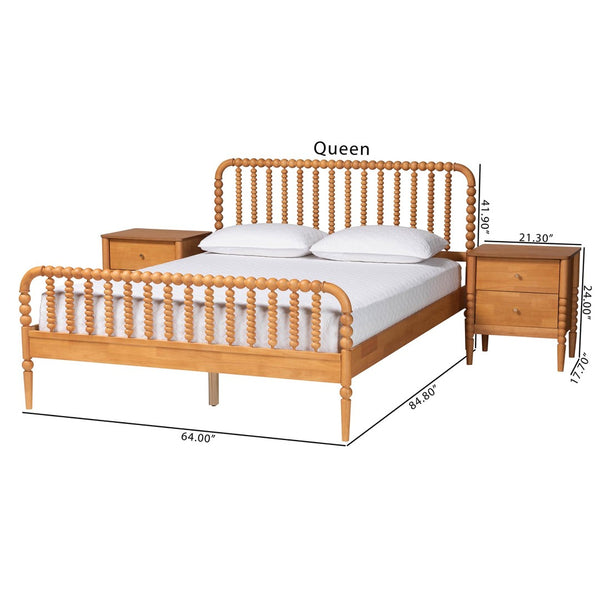 Baxton Studio Baxton Studio Lucera Mid-Century Oak Brown Queen Bedroom Set with Nightstands for Elegant Style 3-Piece MG0110-4-NT Oak-Queen 3PC Bedroom Set