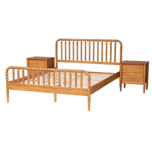 Baxton Studio Baxton Studio Lucera Mid-Century Oak Brown Queen Bedroom Set with Nightstands for Elegant Style 3-Piece MG0110-4-NT Oak-Queen 3PC Bedroom Set