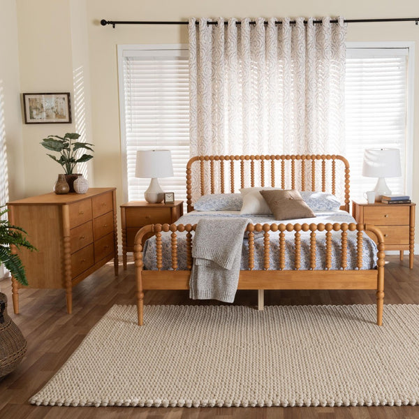 Baxton Studio Baxton Studio Lucera Mid-Century Oak Brown Queen Bedroom Set with Nightstands for Elegant Style 4-Piece MG0110-4-NT Oak-Queen 4PC Bedroom Set