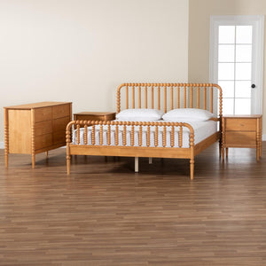 Baxton Studio Baxton Studio Lucera Mid-Century Oak Brown Queen Bedroom Set with Nightstands for Elegant Style 4-Piece MG0110-4-NT Oak-Queen 4PC Bedroom Set