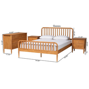 Baxton Studio Baxton Studio Lucera Mid-Century Oak Brown Queen Bedroom Set with Nightstands for Elegant Style 4-Piece MG0110-4-NT Oak-Queen 4PC Bedroom Set