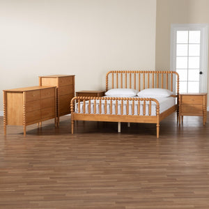 Baxton Studio Baxton Studio Lucera Mid-Century Oak Brown Queen Bedroom Set with Nightstands for Elegant Style 5-Piece MG0110-4-NT Oak-Queen 5PC Bedroom Set