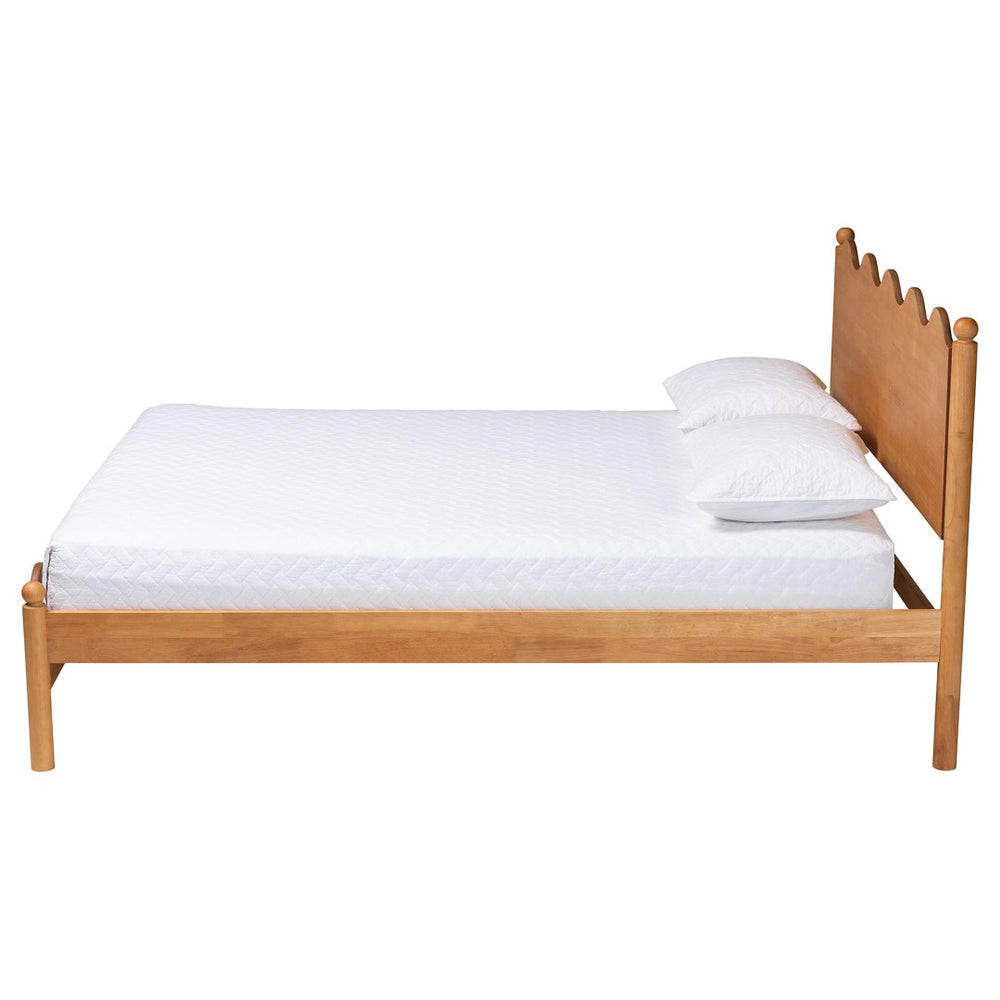 Baxton Studio Baxton Studio Malaya Modern Queen Platform Bed - Elegant Scalloped Design in Rich Oak Brown Finish MG0239-NT Oak-Queen