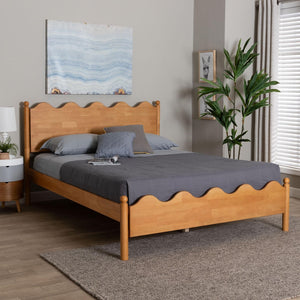Baxton Studio Baxton Studio Malaya Modern Queen Platform Bed - Elegant Scalloped Design in Rich Oak Brown Finish MG0239-NT Oak-Queen