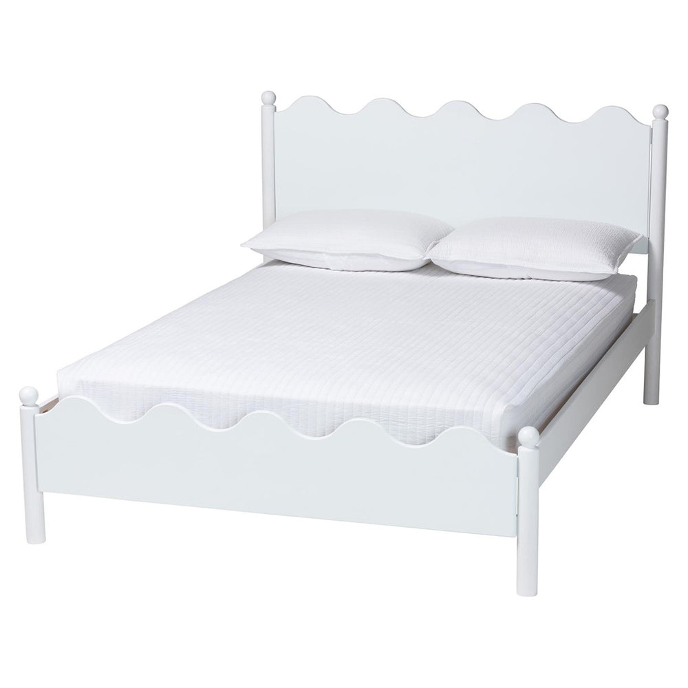 Baxton Studio Baxton Studio Malaya Full Platform Bed - Modern White Wood Design with Scalloped Edges & Comfort MG0239-White-Full