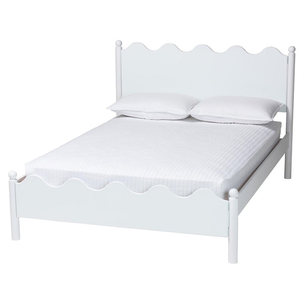 Baxton Studio Baxton Studio Malaya Full Platform Bed - Modern White Wood Design with Scalloped Edges & Comfort MG0239-White-Full